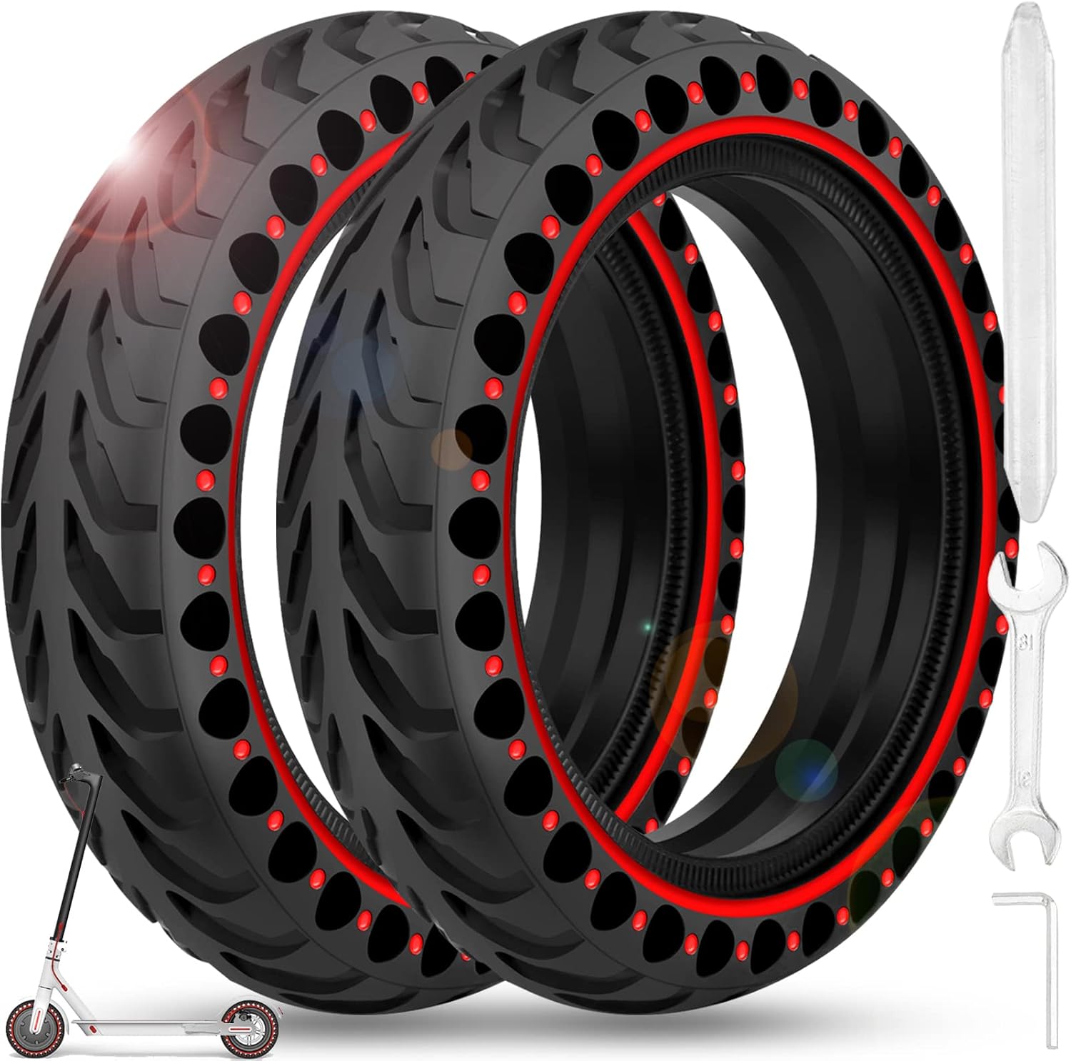 BANGTING 2PCS 8.5x2 inches Solid Tires for Electric Scooter, 8 1/2 x2 Tire for Gotrax GXL V2 / XR / APEX, 50/75-6.1 Tire Replacement for Xiaomi Pro 2 / M365 / 1S and All 8.5 inch Scooter Tires